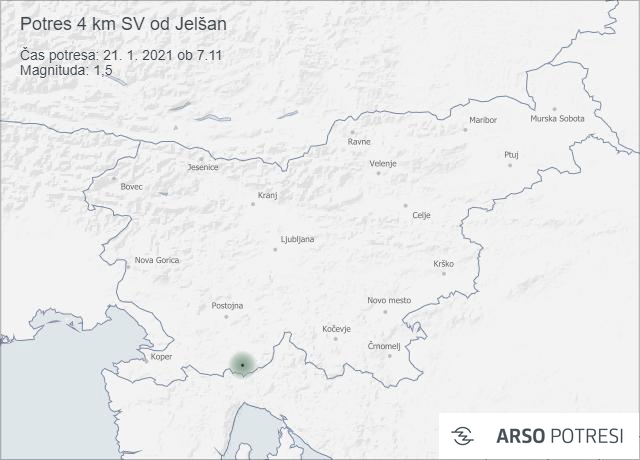Potres 4 km SV od Jelšan 21. 1. 2021 ob 7.11