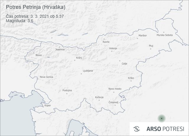 Potres Petrinja (Hrvaška) 3. 3. 2021 ob 5.37