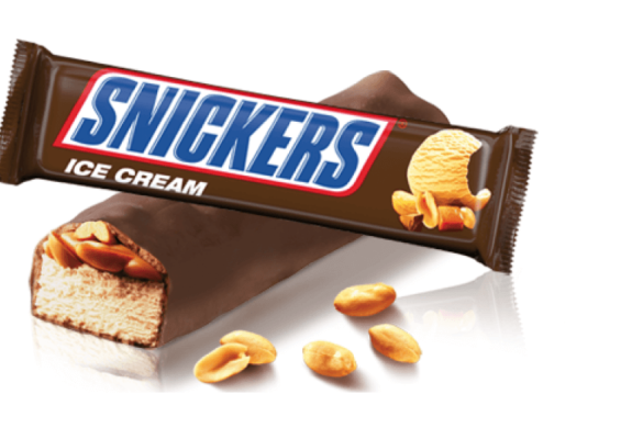 odpoklic sladoledov Snickers, Twix, Bounty in M&M's