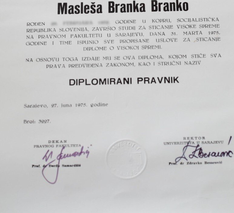 diploma Branka Masleše, slika 24ur.com