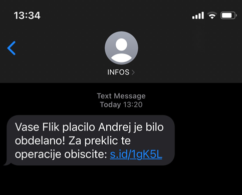 Lažna sporočila v povezavi s sistemom Flik - primer