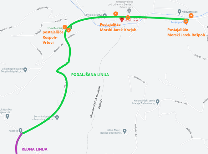 Podaljšana trasa avtobusne linije Mariborskega mestnega prometa